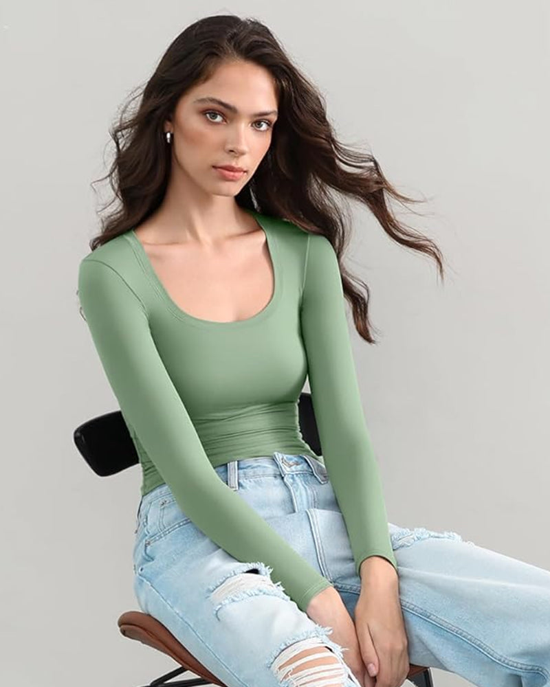 Square Neck Slimming Basic Top