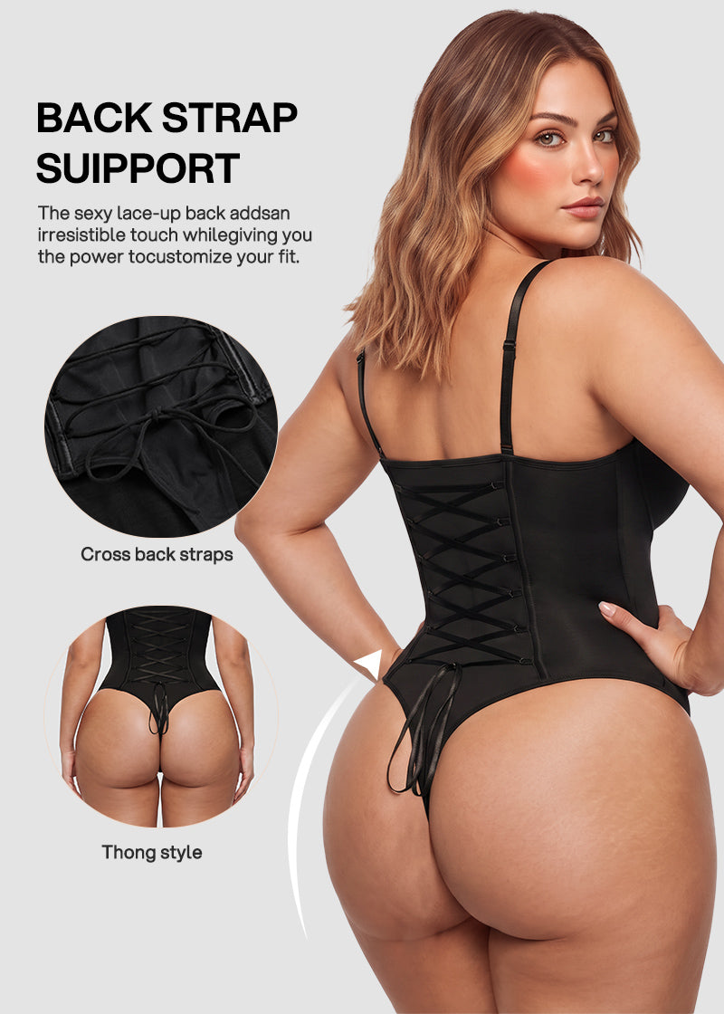 Lace-Up Back Tummy Control Bodysuit