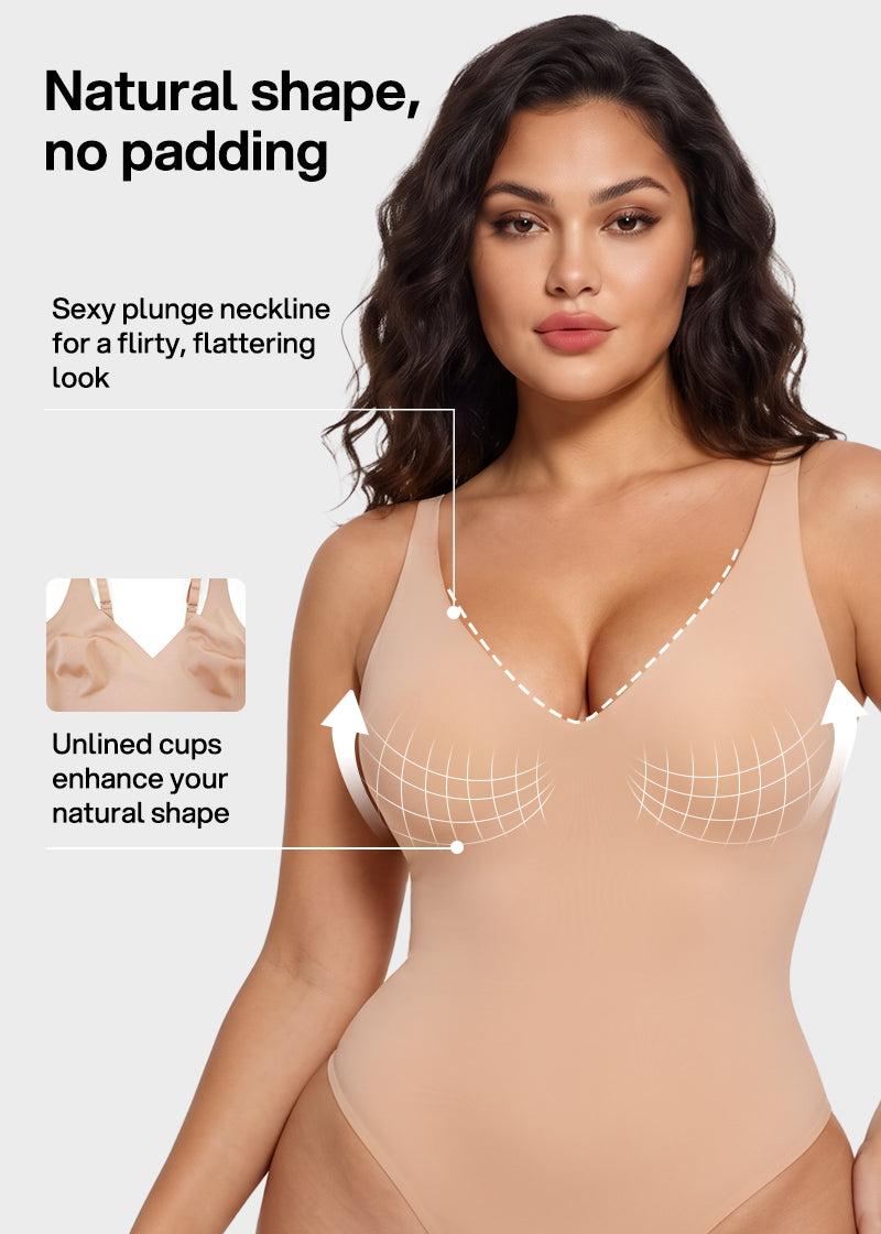 Deep V Sculpting Thong Bodysuit