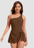 One Shoulder Skirted One Piece Swimsuit