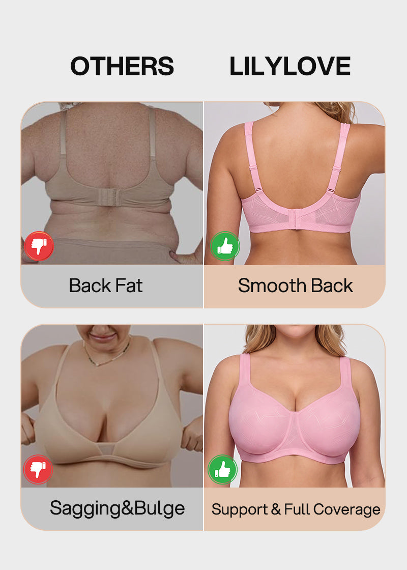 Ultra-Lightweight Full Coverage Cup Jacquard Mesh Comfort Bra