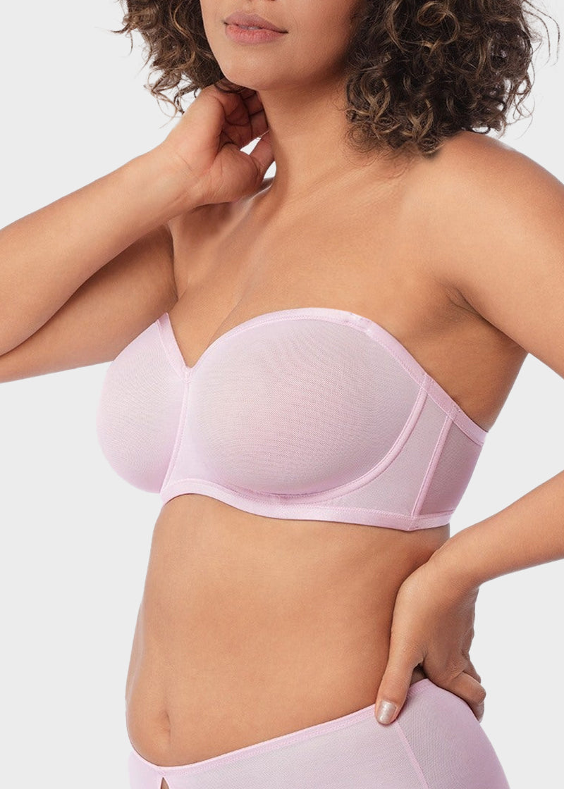 Strapless Mesh Balconette Underwire Bra