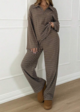Women’s Striped V-Neck Top & Pants 2-Piece Set