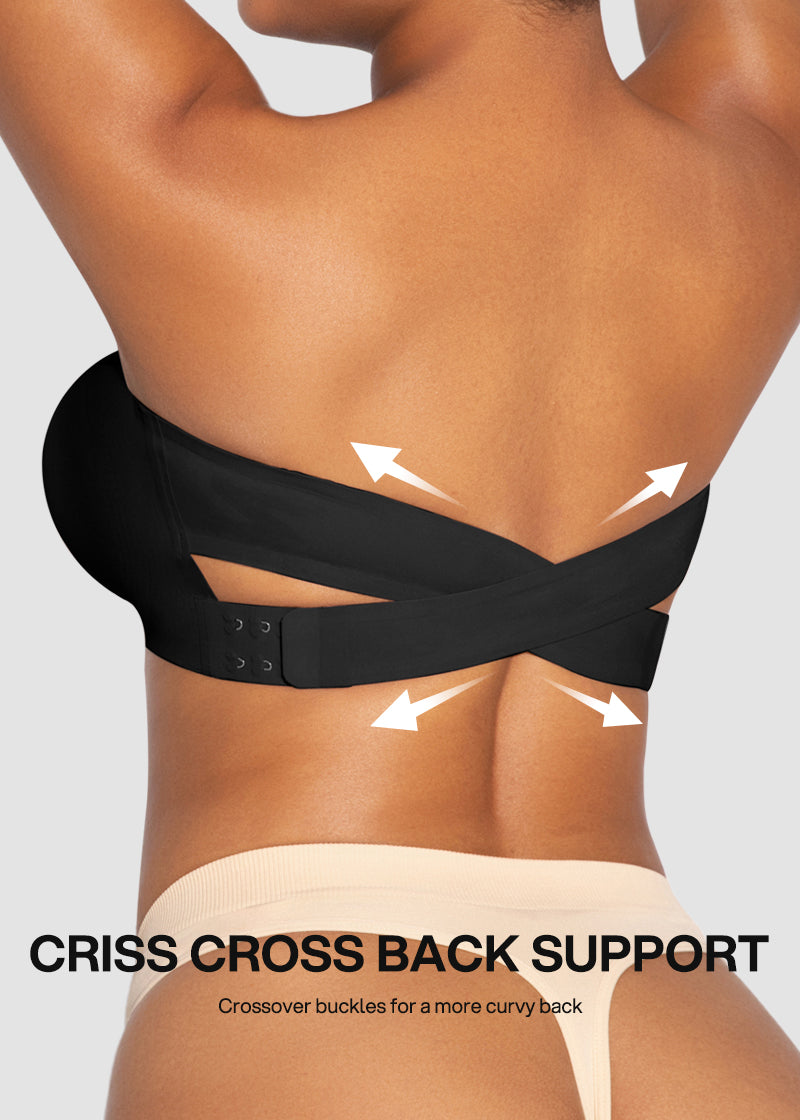 Non-Slip Crossover Side Hook Bandeau Bra