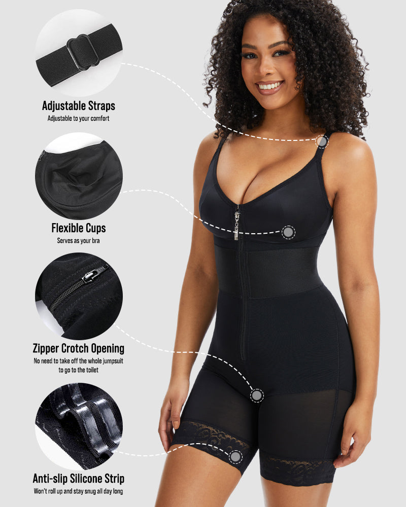 PowerMesh Deep V Bodysuit Shapewear