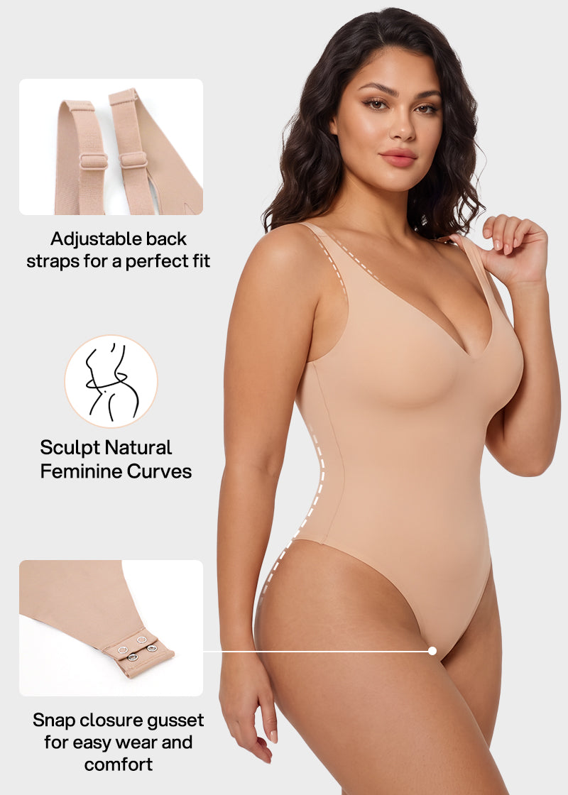 Deep V Sculpting Thong Bodysuit