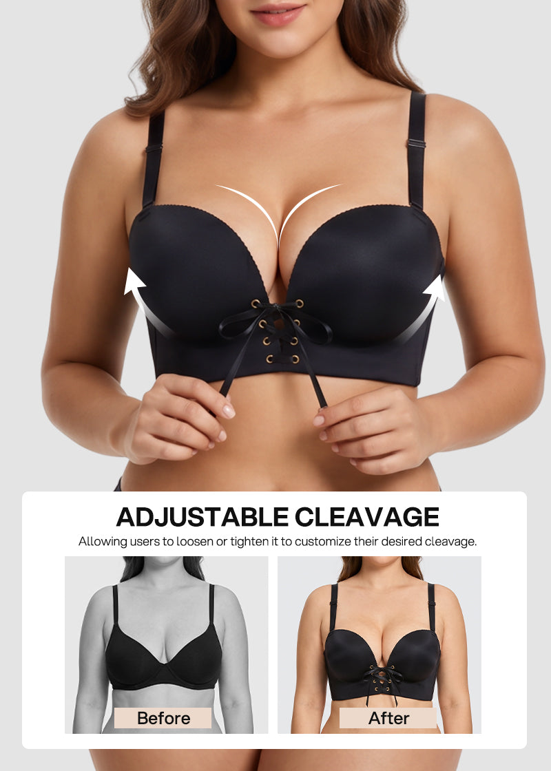 Lace-Up Padded Push-Up Bra