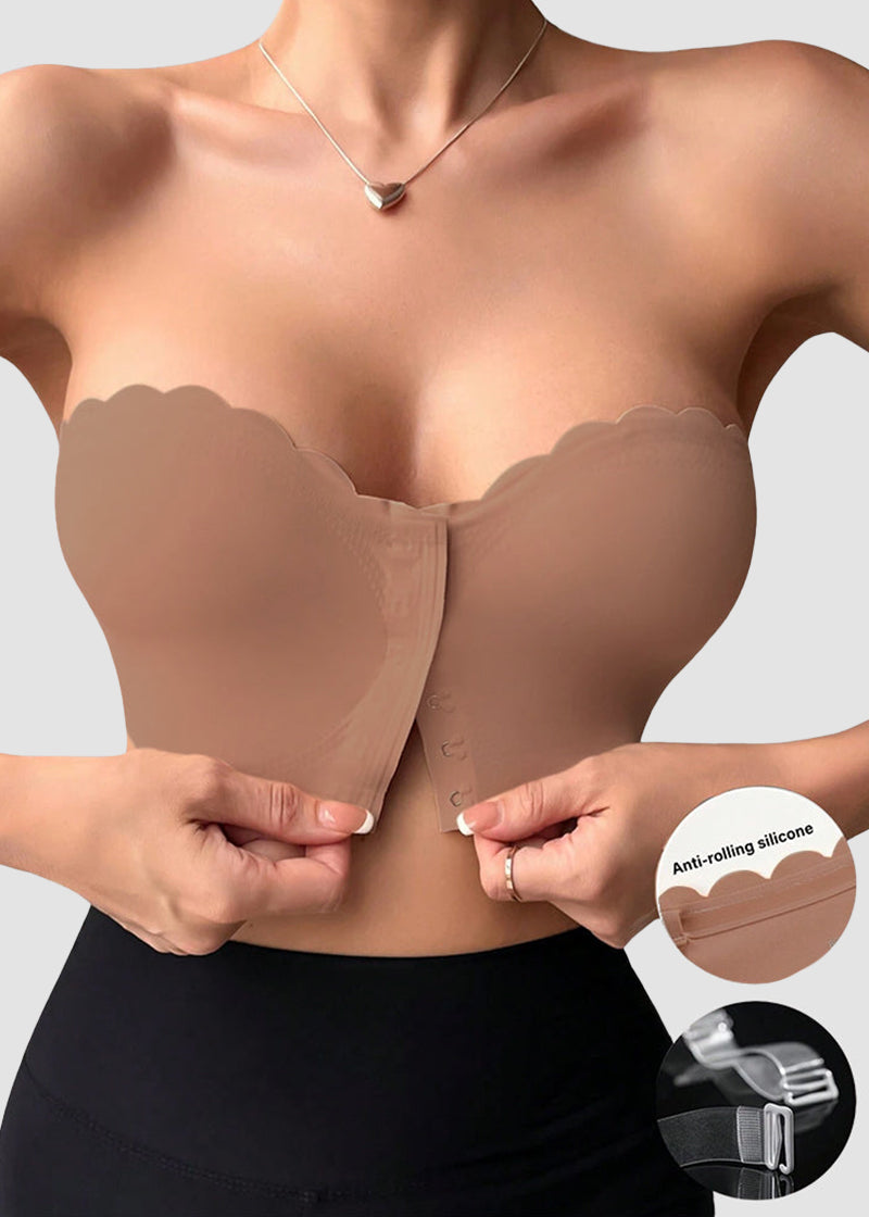 Comfortable Breathable Scallop Trim Hook & Eye Front Bralette