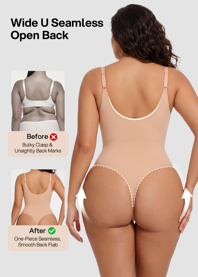 Deep V Sculpting Thong Bodysuit