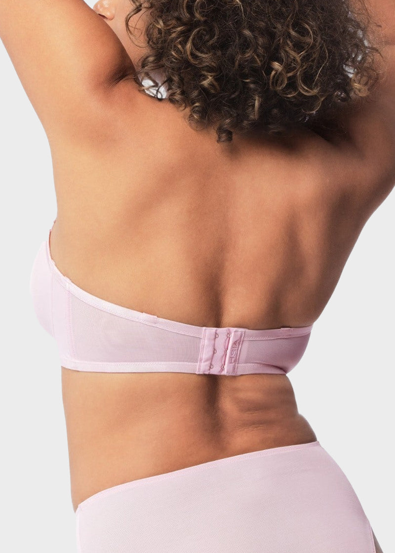 Strapless Mesh Balconette Underwire Bra
