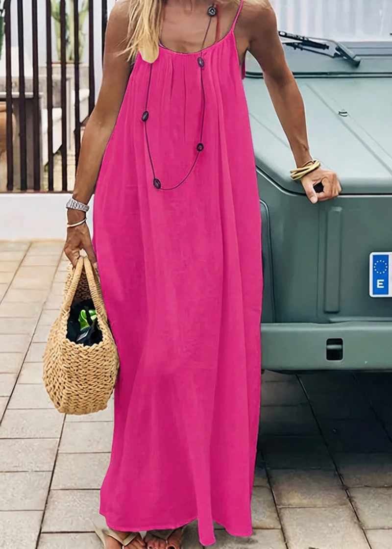 Women's  Solid Color Spaghetti Strap Backless Lace-Up Elegant NightDress