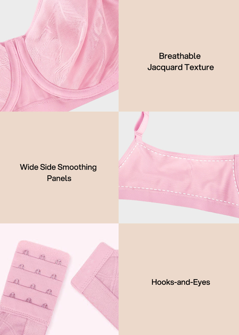 Ultra-Lightweight Full Coverage Cup Jacquard Mesh Comfort Bra