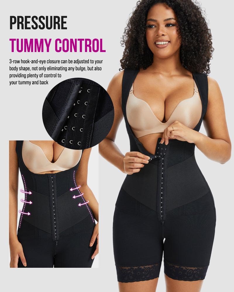PowerMesh Double-Layer Open Bust Full Body Shaper