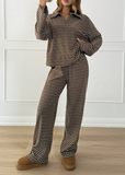 Women’s Striped V-Neck Top & Pants 2-Piece Set