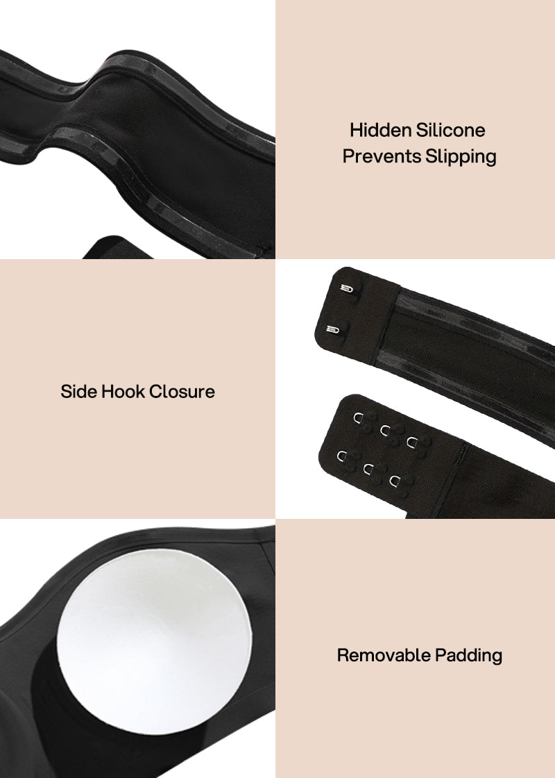 Non-Slip Crossover Side Hook Bandeau Bra