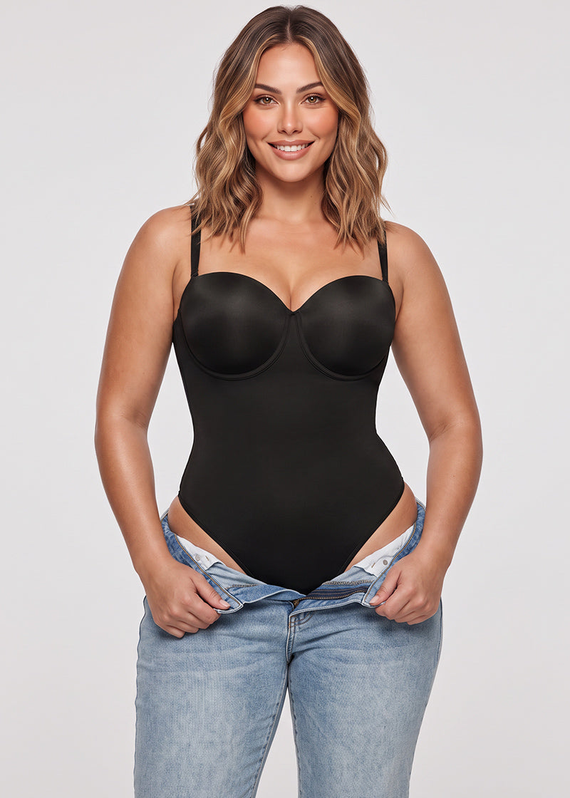 Lace-Up Back Tummy Control Bodysuit