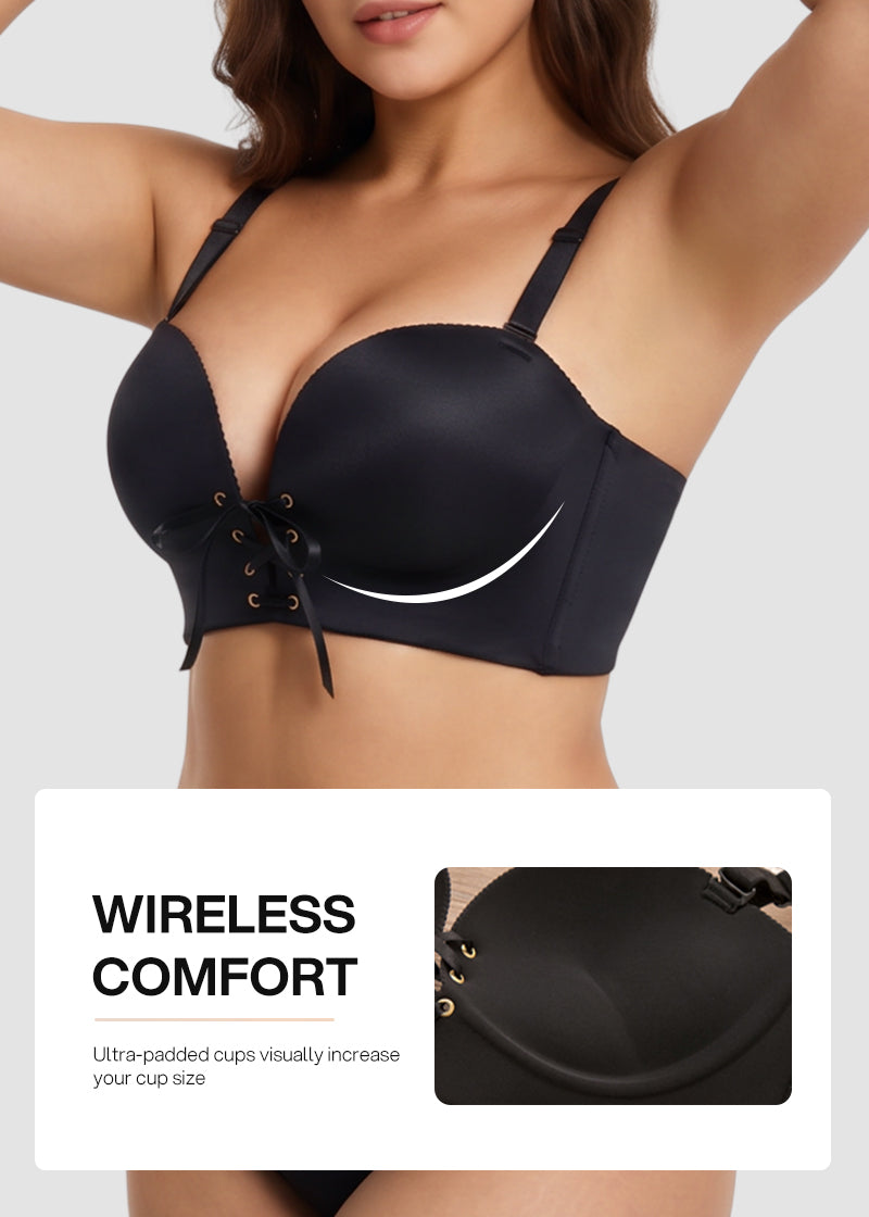 Lace-Up Padded Push-Up Bra
