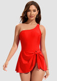 One Shoulder Skirted One Piece Swimsuit