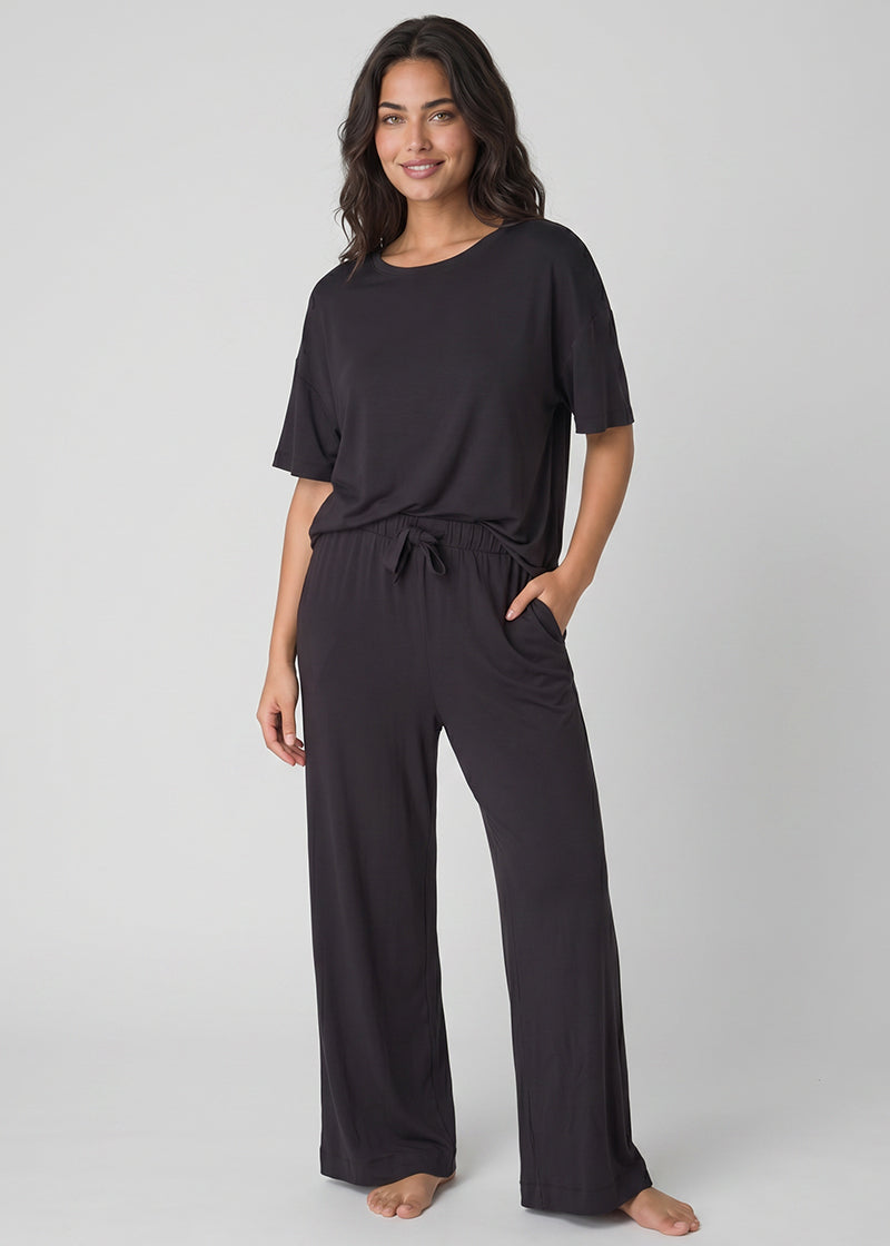 Women's Breathable Pajama Set with T-Shirt & Pocket Pants