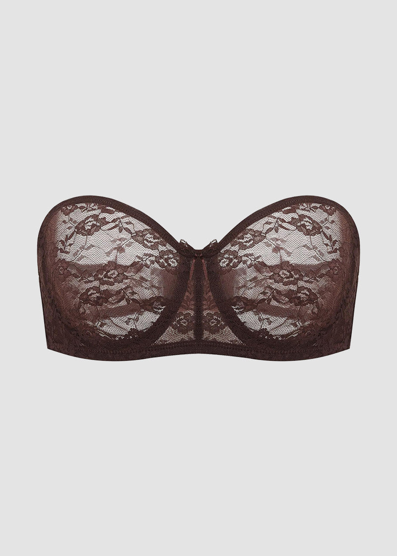 Stay-Put Strapless Lace Push Up Bra
