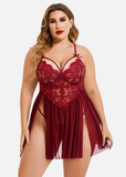 Plus Size Sexy Mesh Babydoll with Side Slit