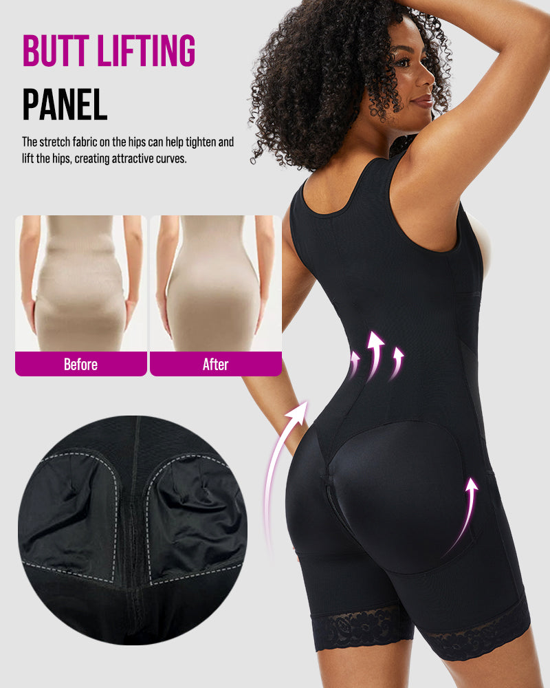 PowerMesh Double-Layer Open Bust Full Body Shaper