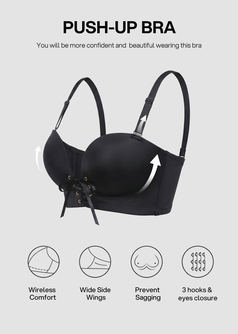 Lace-Up Padded Push-Up Bra