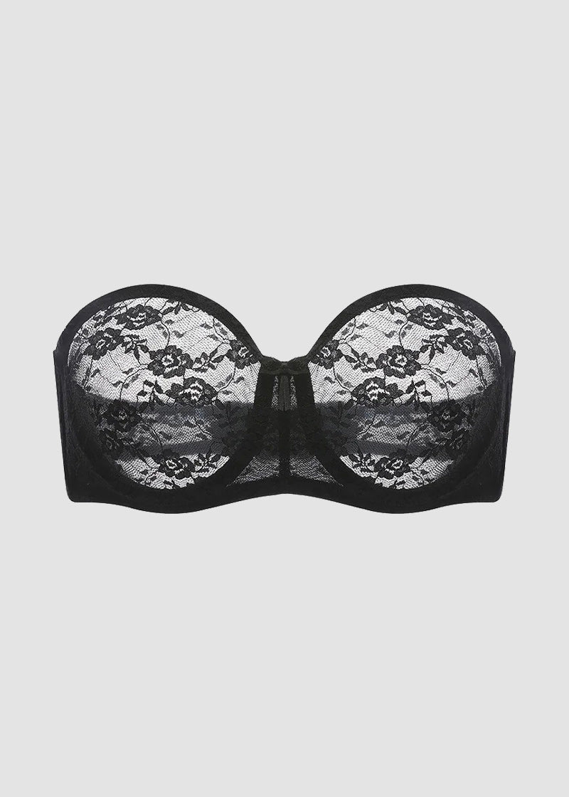 Stay-Put Strapless Lace Push Up Bra