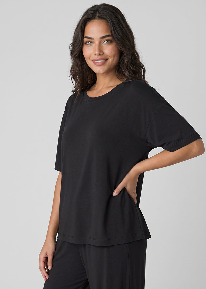 Women's Breathable Pajama Set with T-Shirt & Pocket Pants