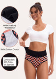 High-Waisted Checkerboard Cotton Briefs (5-Pack)