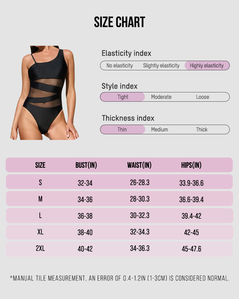 Mesh One Shoulder Slimming One Piece Swimsuit
