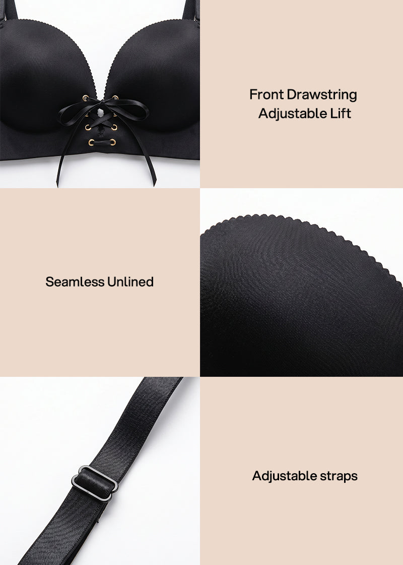 Lace-Up Padded Push-Up Bra
