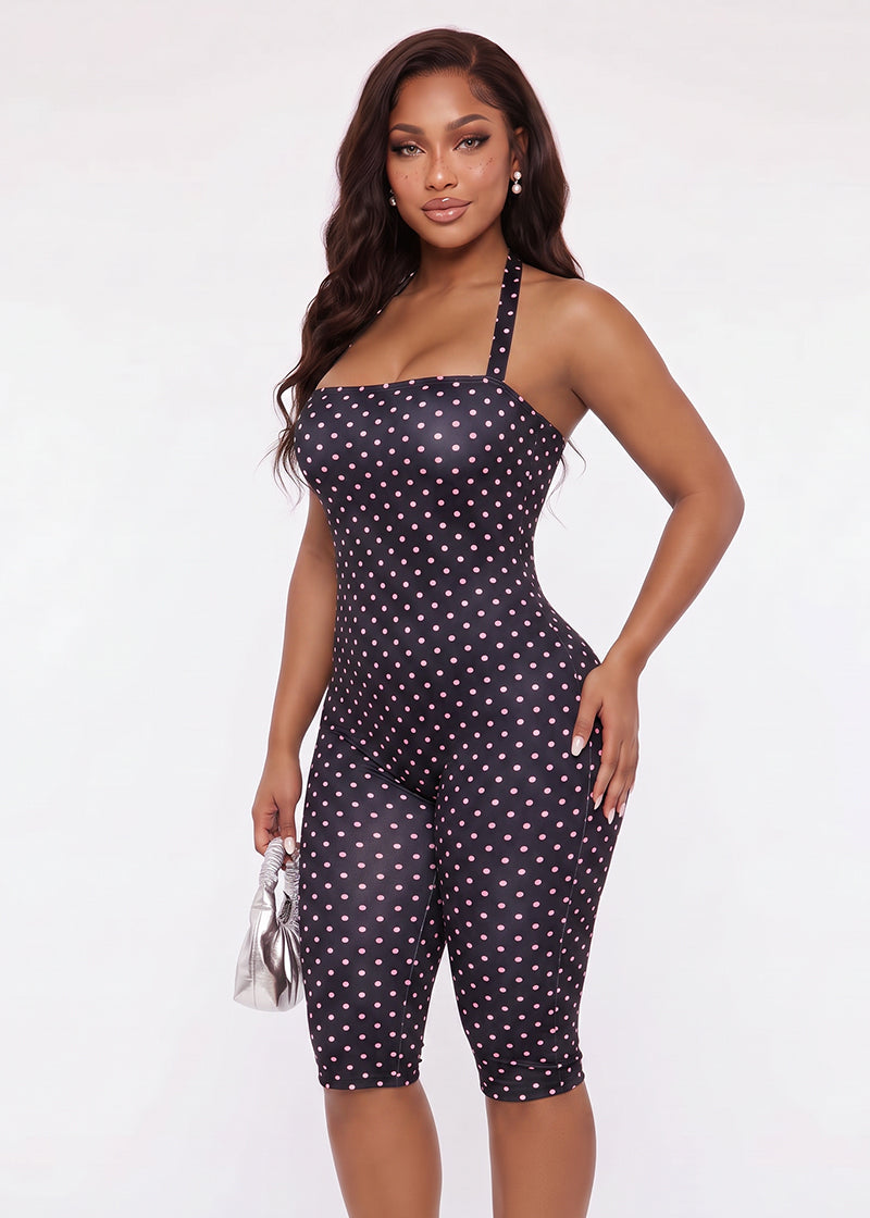 Women's Polka Dot Halter Bodycon Elegant Retro Jumpsuit