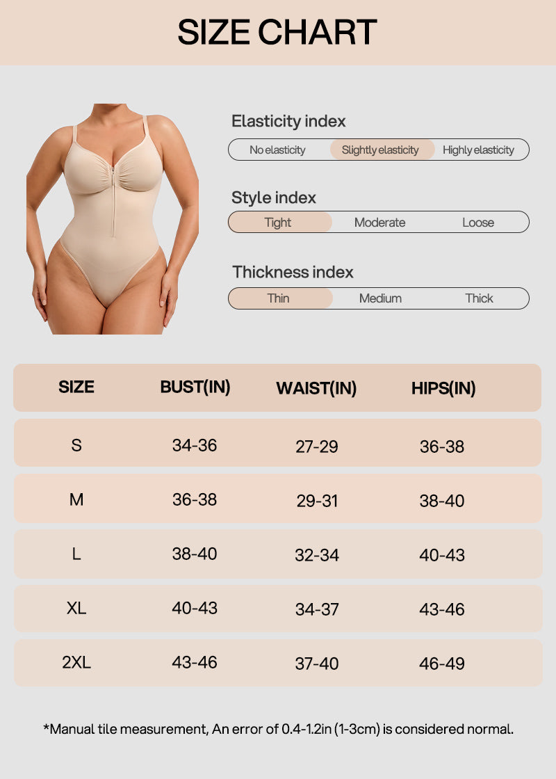 Zip-Front Tummy Control Shapewear Bodysuit