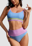 Color-Block High Waist Bikini Set