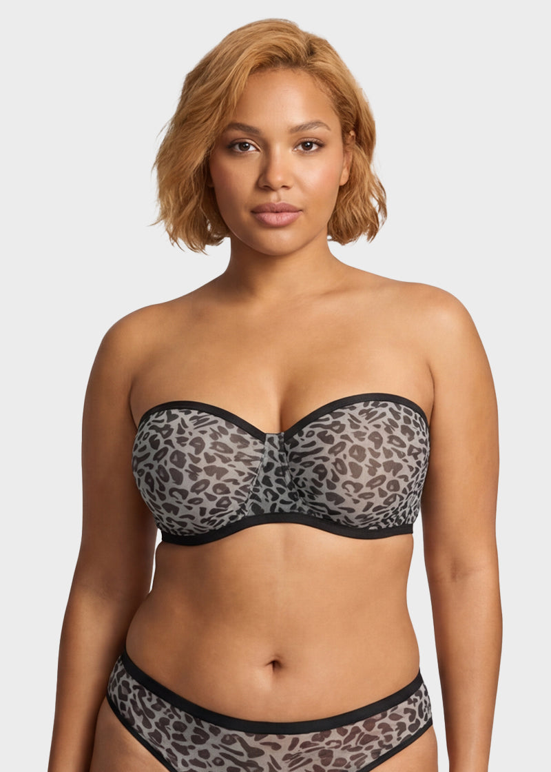 Strapless Mesh Balconette Underwire Bra