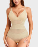 LilyLove® V Neck Built in Bra Mesh Breathable Bodysuit