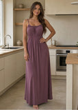 Drawstring Backless Cami Maxi Dress
