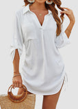 Coverup Drawstring Beach Dress Shirt