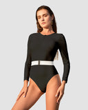 LilyLove®Sculpting Puff Sleeve Zip Swimsuit & Swim Belt