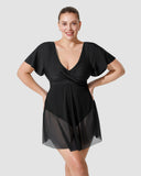 LilyLove® Plus Size Full Coverage Ruffle Swimdress