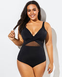 LilyLove® Black Cut Out Mesh Underwire One Piece Swimsuit