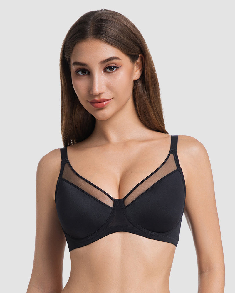 Unlined Mesh Panel Minimizer Bra