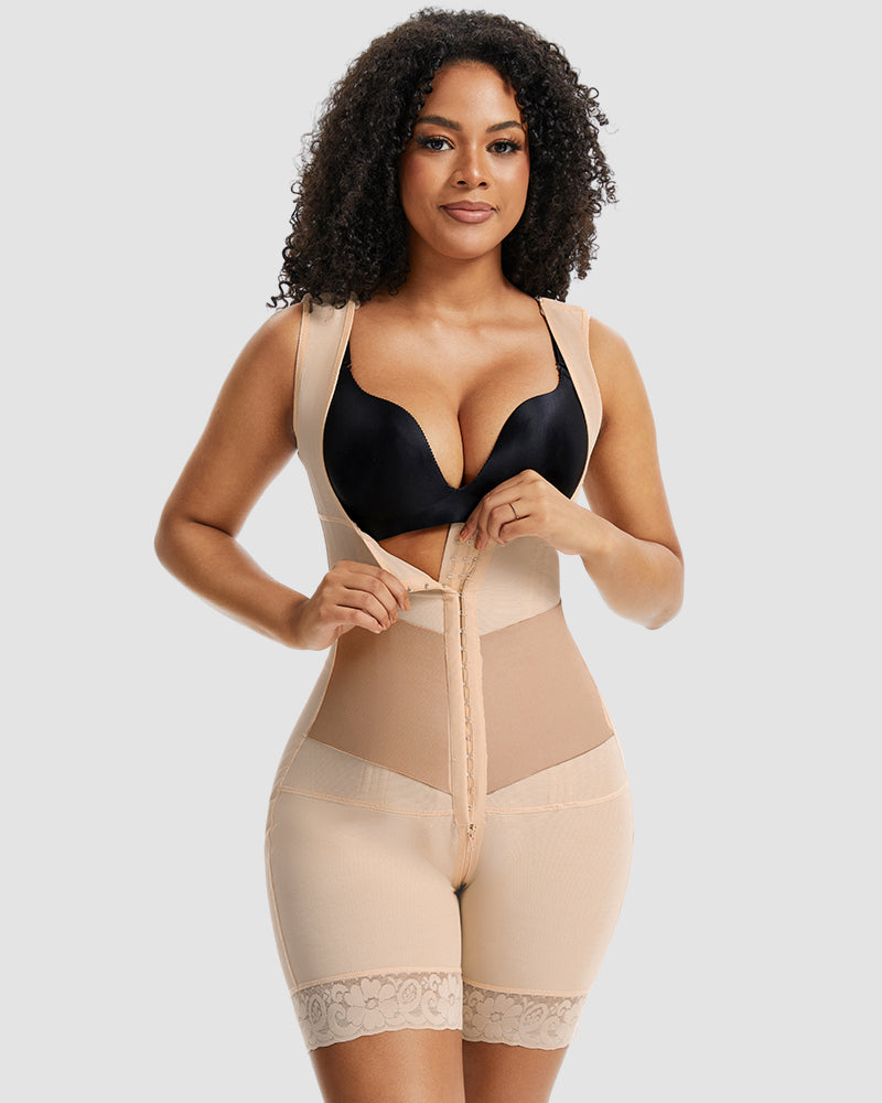 PowerMesh Double-Layer Open Bust Full Body Shaper