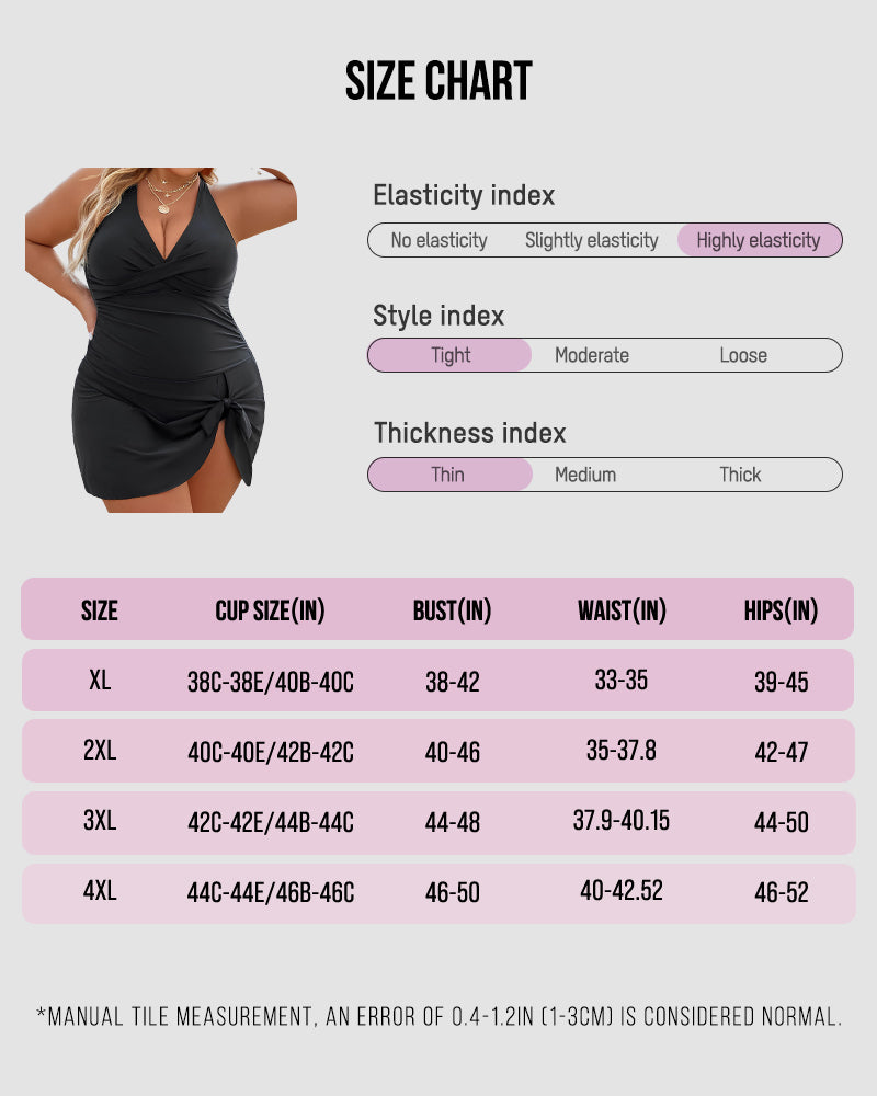 Plus Size Tummy Control Knot Detailed Swimdress
