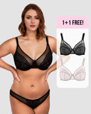 BOGO🔥Unlined Mesh Full Coverage Lace Minimizer Bra