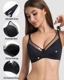 Unlined Mesh Panel Minimizer Bra