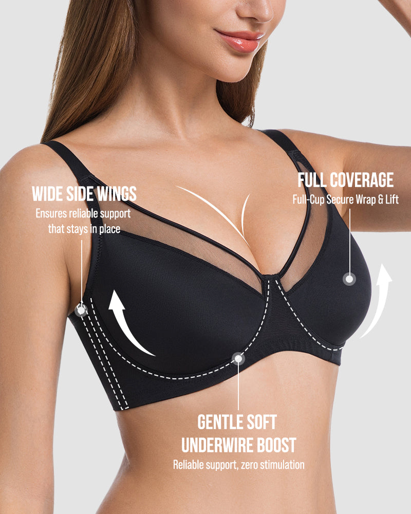 Unlined Mesh Panel Minimizer Bra
