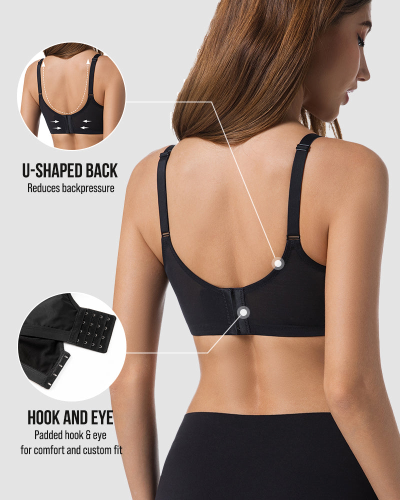 Unlined Mesh Panel Minimizer Bra