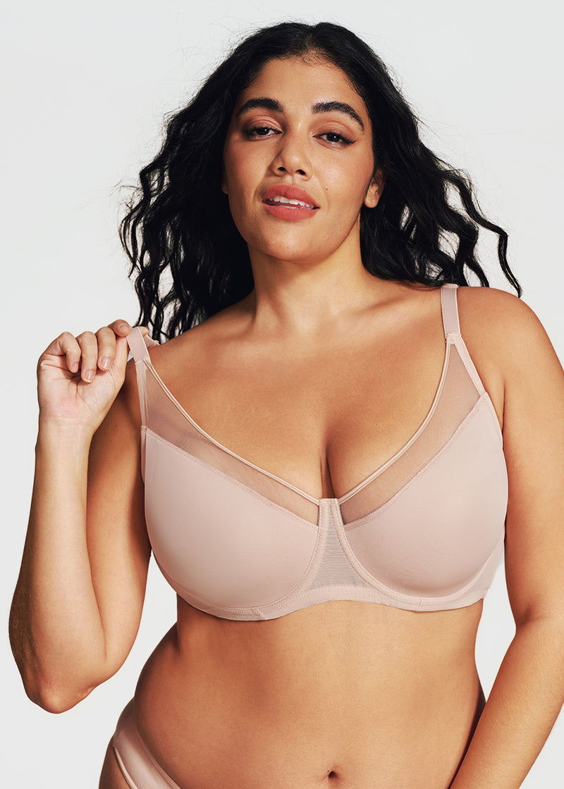 Unlined Mesh Panel Minimizer Bra